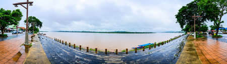 CHIANG RAI, THAILAND - July 18, 2020 : Panorama View of Mekong River in Chiang Saen District, Chiang Rai Province.のeditorial素材