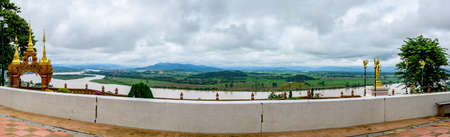 CHIANG RAI, THAILAND - July 18, 2020 : Panorama of Wat Phrathat Pha Ngao View Point, Chiang Rai Province.のeditorial素材