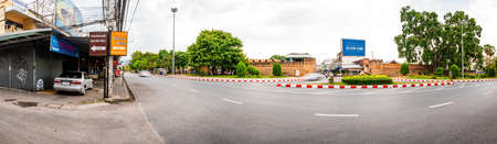 CHIANG MAI, THAILAND - April 26, 2020 : Panorama of Chiang Mai Gate with city street , Chiang Mai province.のeditorial素材