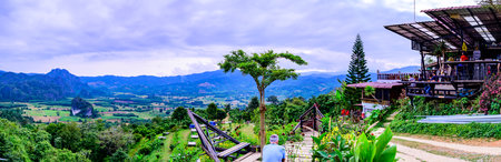 PHAYAO, THAILAND - November 3, 2020 : Panorama View of Phu Langka Viewpoint at Morning, Thailand.のeditorial素材