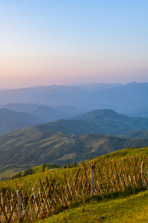 Mountain View of Doi Chang Mup Viewpoint at Sunset, Chiang Rai Province.の写真素材