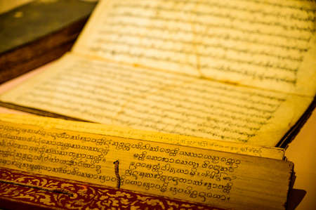 CHIANG MAI, THAILAND - February 11, 2021 : Lanna Alphabet in Ancient Book, Chiang Mai Province.のeditorial素材