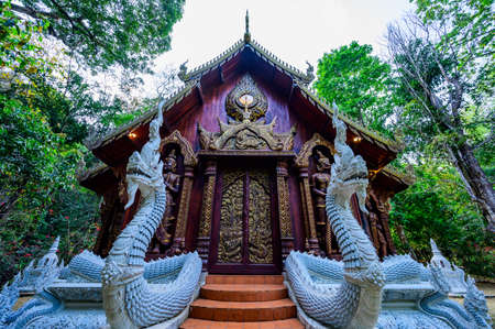 Lanna Style Church of Wat Luang Khun Win in Chiangmai Province, Thailand.の写真素材