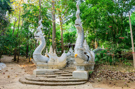 Naga Stairs of Wat Luang Khun Win in Chiangmai Province, Thailand.の写真素材