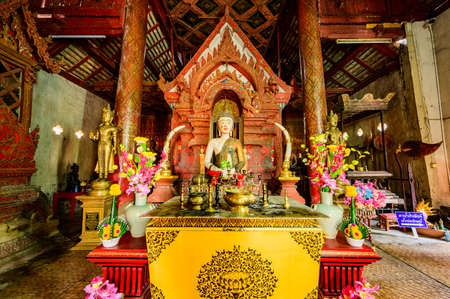 CHIANG MAI, THAILAND - March 27, 2021 : Ancient Buddha Statue of Wat Khun Khong Luang in Hang Dong District, Thailand.のeditorial素材