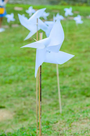 Plastic White Wildmill in The Park, Chiangmai Province.の写真素材