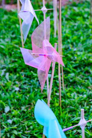 Plastic Pink Wildmill in The Park, Chiangmai Province.の写真素材