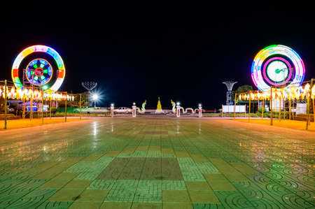 Landscape of Kwan Phayao Lake at night, Thailand.の写真素材