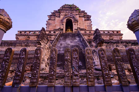 Ancient Pagoda of Wat Chedi Luang at Evening, Chiangmai Province.のeditorial素材