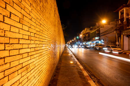 CHIANG MAI, THAILAND - March 19, 2022 : Tha Phae Gate at night, Chiang Mai province.のeditorial素材