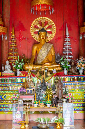 CHIANG MAI, THAILAND - March 19, 2022 : Ancient Buddha statue in Wat Luang Khun Win at Chiangmai Province, Thailand.のeditorial素材