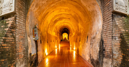 CHIANG MAI, THAILAND - April 8, 2022 : Panorama of Ancient Tunnel at Wat Umong, Chiang Mai Province.のeditorial素材