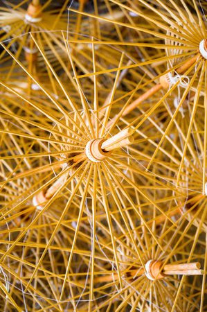 Wooden frame for making Lanna style umbrellas in Chiang Mai province, Thailand.の素材