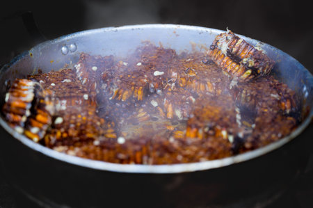 Steamed honeycomb is a delicious local food in northern Thailand.