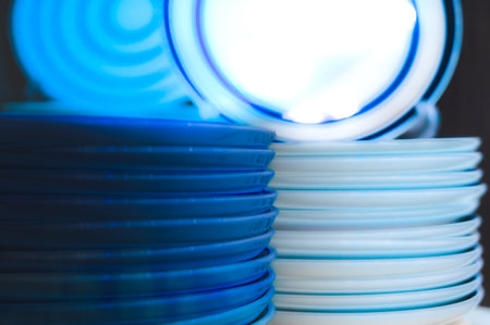 Stock of minimal dishes on the shelvesの写真素材