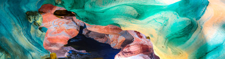 Panorama of Tham Luang Mae Sap, Tham Luang Mae Sap or Rainbow Cave, this cave is formed from the...