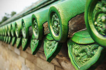 Green ceramic roof with traditional art, Beijing, China