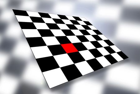 chess board with one red square on blur backgroundの写真素材