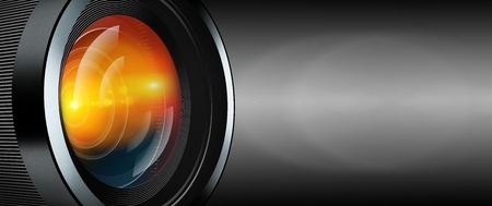 photographic lens on black backgroundの写真素材
