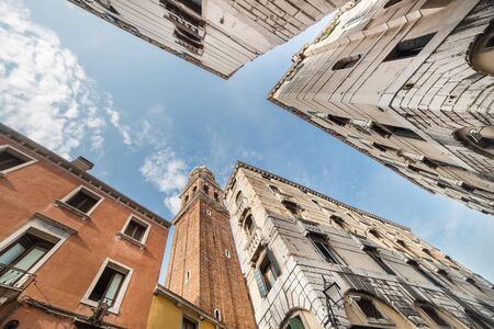 blue sky between buildings in Venice  Italyの写真素材