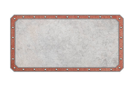 red metal frame with grey texture inside isolated on white