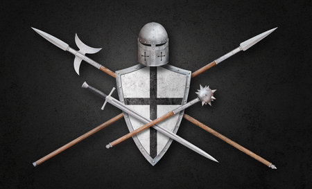 knight armor on dark grunge background