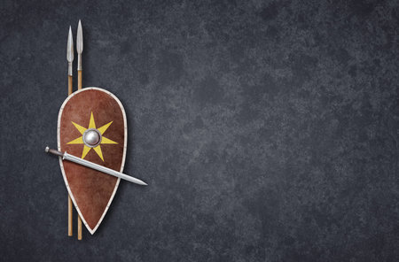 set of viking weapon on grunge background