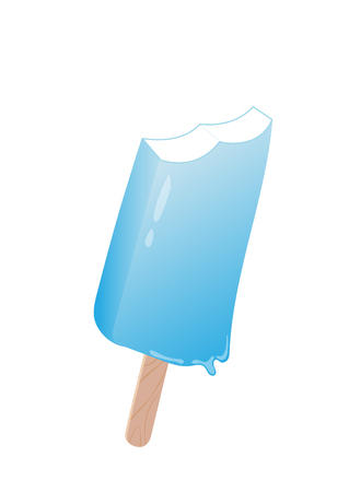 Blue ice cream on stick isolated on white background, summer seasonalのイラスト素材