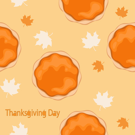 Pumpkin pies and autumn leaves seamless patternのイラスト素材