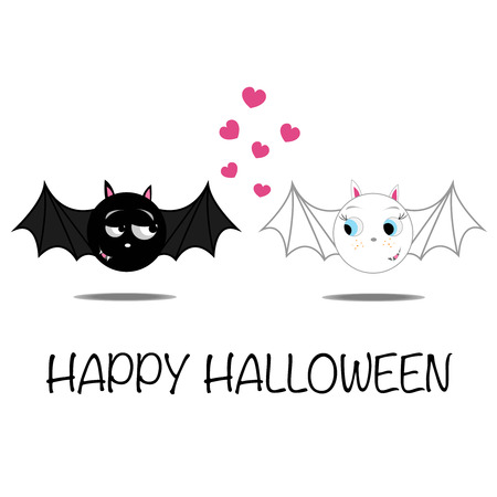 Halloween funny illustration of bat couple in love.のイラスト素材