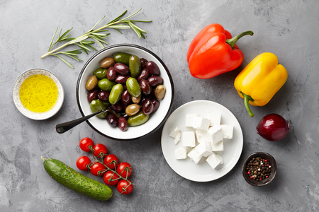 Greek salad main ingredientsの写真素材