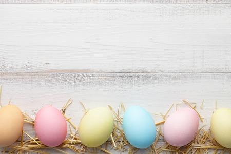 Easter background with colorful eggsの写真素材
