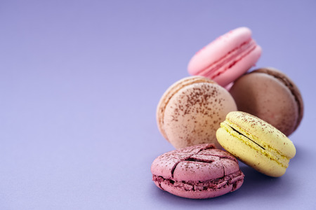 Close up of colorful macaronsの写真素材