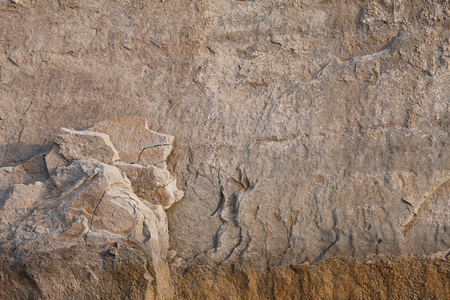 Cliff rock texture close up view of famous Cape Drastis geological formations in Corfu island, Greeceの写真素材