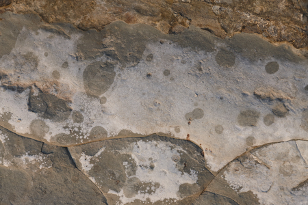 Cliff rock texture close up view of famous Cape Drastis geological formations in Corfu island, Greeceの写真素材