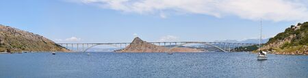 Panoramic view on Krk island bridge in northern Croatiaの写真素材