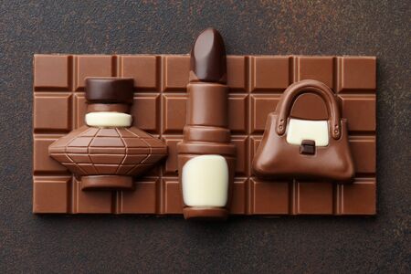 Womens attributes made from chocolate, womens or mothers day holiday conceptの写真素材