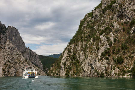 Mountain view from Fierza-Koman ferry in Albania. Komani Lake.の写真素材