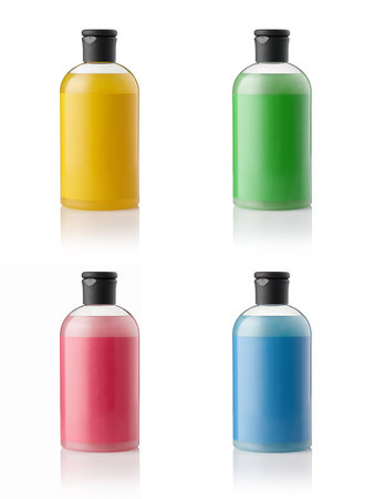 Set of color plastic bottles for body care and cosmeticsの写真素材