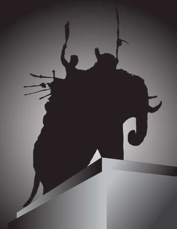 King Naresuan Maharaja - The Great King of Ayutthaya Kingdom of Thailand in Colorful Silhouette Tone IIのイラスト素材
