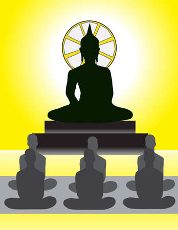 Meditation in Front of Buddha Imageのイラスト素材