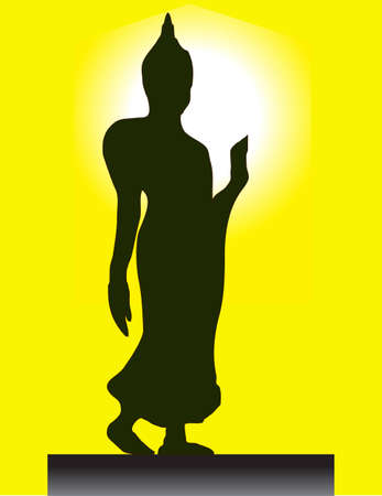 Walking Buddha Posture Image with Ring of the Lightのイラスト素材
