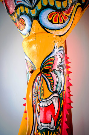 Colorful Facemask made from earthen steamer use for Thai tradition festival called の写真素材