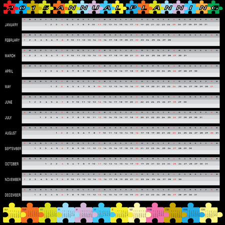 The vector of Year 2015 Calendar Annual Planing Strategy のイラスト素材