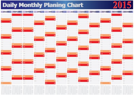 Vector of Daily Monthly Planing Chart Year 2015 のイラスト素材