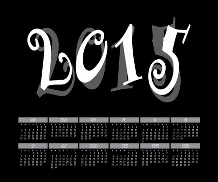 Year 2015 Two Tone Color Calendar Vectorのイラスト素材