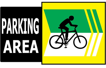 Vector of turn right sign show that it allow only bicycle can park in this area のイラスト素材