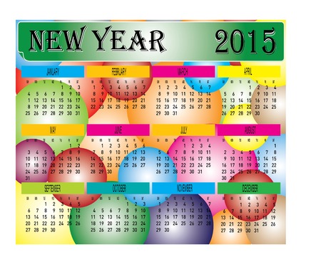 Vector of New Year 2015 Colorful Ball Calendar のイラスト素材