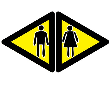 Woman and Man Figure on Toilet Guided Triangle Circle Sign Vectorのイラスト素材