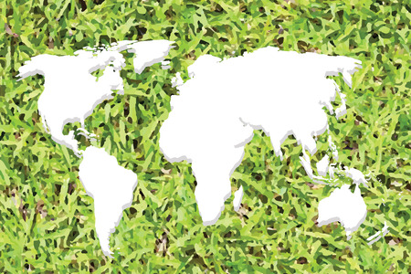 White Continental of World Map on Grass Background.のイラスト素材